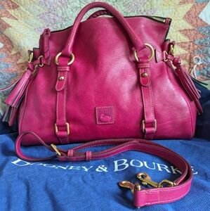 Dooney and Bourke Florentine Leather Satchel in Fuchsia